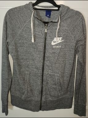 Nike Sports Gym Vintage Full Zip Hoodie Jacket Heather Gray Just Do It  Size M